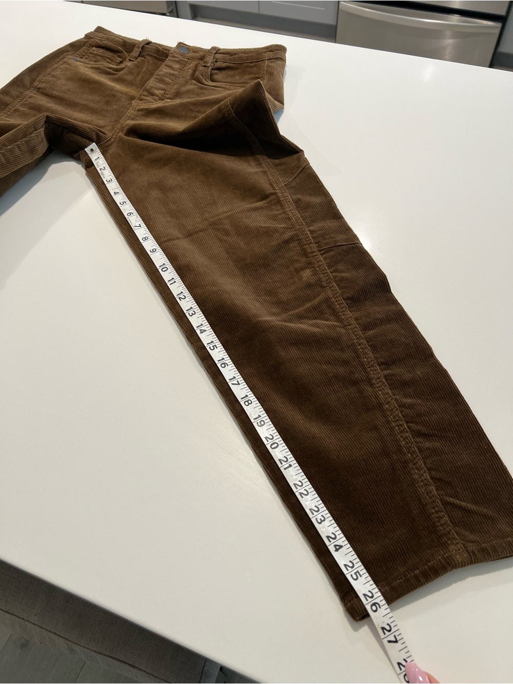HABITUAL • high waist brown barrel leg corduroy pants & cropped ankle length - Picture 10 of 11